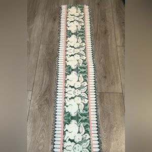 Easter Table Runner Bunny Rabbit  Woven Tapestry Fringe 69” X 13” CottageCore